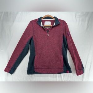 Women’s Textured Quarter Zip Pullover‎ by Weird Fish Size 12 Burgundy & Navy